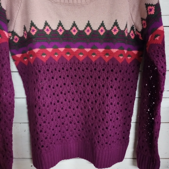 Y2K Wet Seal Sweater Women's Wool Blend Size Large Fair Isle Mutlicolored Wool - Picture 9 of 11